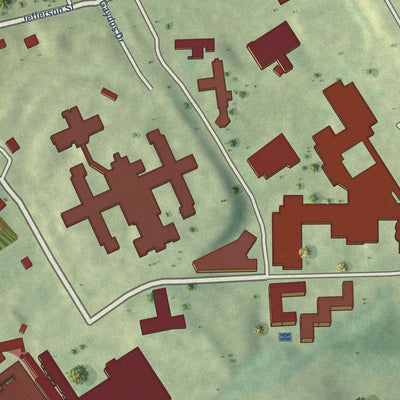 Close-up of the map of Sacred Heart University, Connecticut print showing street and building detail