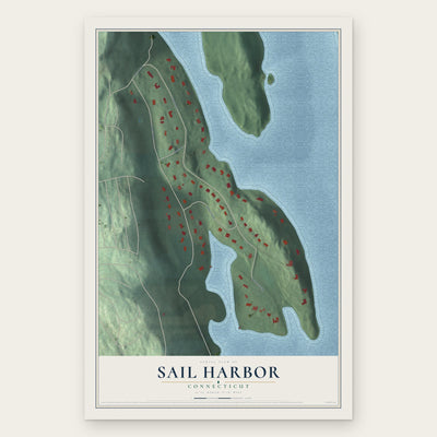 Sail Harbor, Connecticut map print, the full design