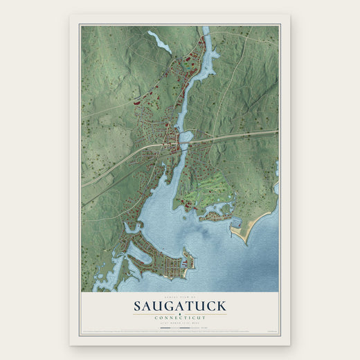 Saugatuck, Connecticut map print, the full design
