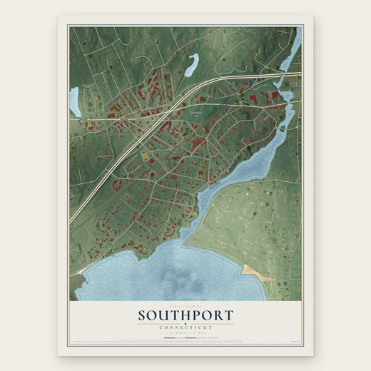Southport, Connecticut map print, the full design