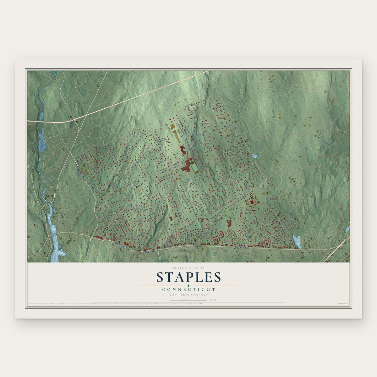 Staples, Connecticut map print, the full design