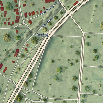 Close-up of the map of Stratford Downtown, Connecticut print showing street and building detail