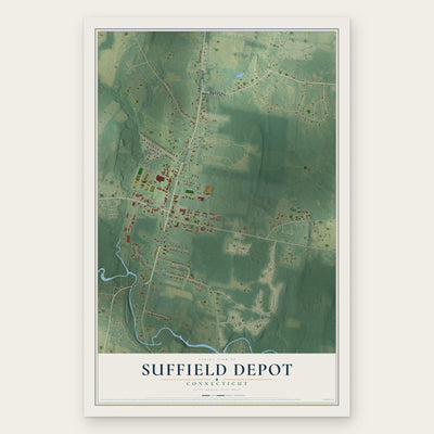 Suffield Depot, Connecticut map print, the full design