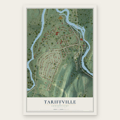 Tariffville, Connecticut map print, the full design