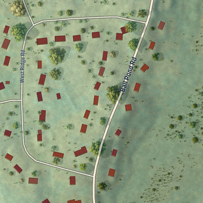 Close-up of the map of Taylor Corners, Connecticut print showing street and building detail