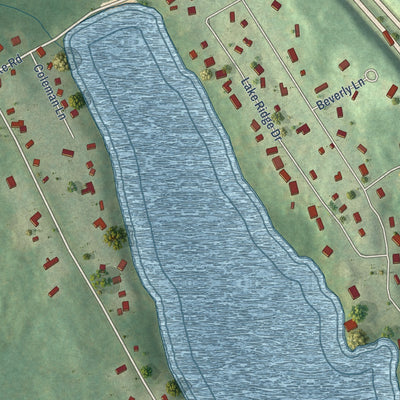 Close-up of the map of Terramuggus, Connecticut print showing street and building detail