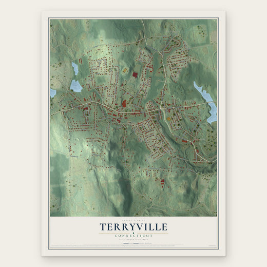 Terryville, Connecticut map print, the full design