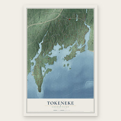 Tokeneke, Connecticut map print, the full design