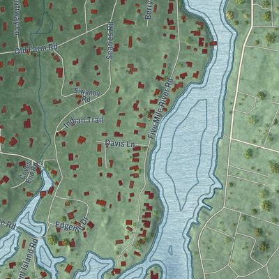Close-up of the map of Tokeneke, Connecticut print showing street and building detail