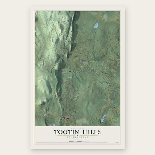 Tootin' Hills, Connecticut map print, the full design
