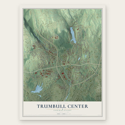 Trumbull Center, Connecticut map print, the full design