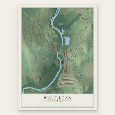 Wauregan, Connecticut map print, the full design