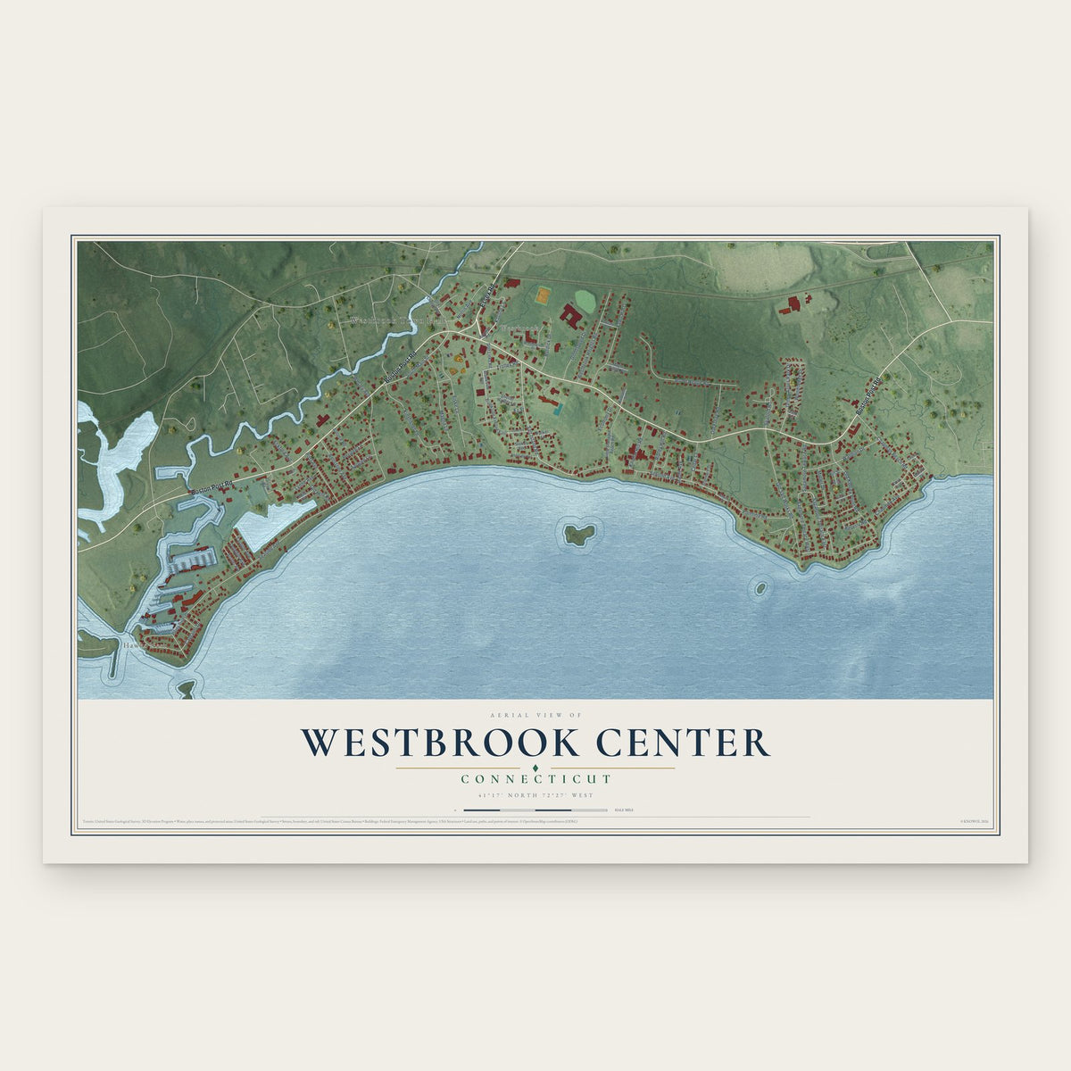 Westbrook Center, Connecticut map print, the full design