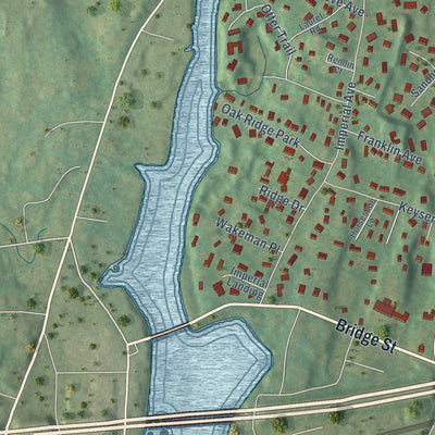Close-up of the map of Westport Village, Connecticut print showing street and building detail