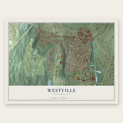 Westville, Connecticut map print, the full design