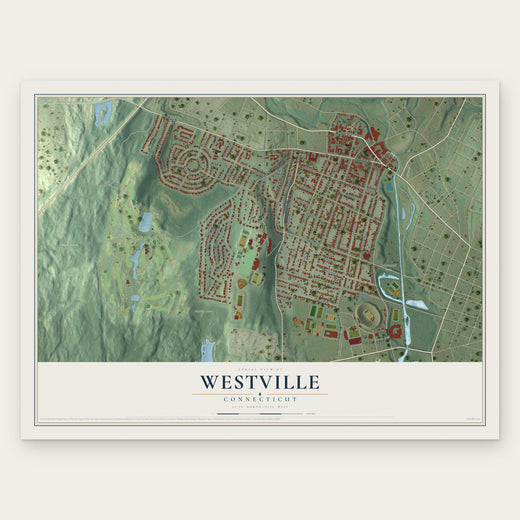 Westville, Connecticut map print, the full design