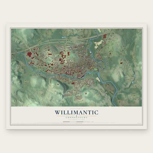 Willimantic, Connecticut map print, the full design