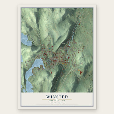 Winsted, Connecticut map print, the full design