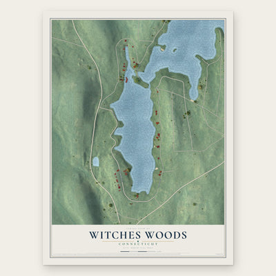 Witches Woods, Connecticut map print, the full design