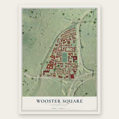 Wooster Square, Connecticut map print, the full design