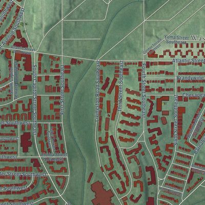 Close-up of the map of Bellevue, District of Columbia print showing street and building detail