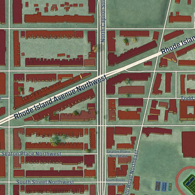 Close-up of the map of Bloomingdale, District of Columbia print showing street and building detail