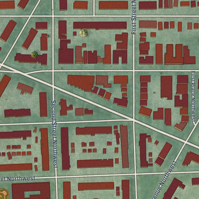 Close-up of the map of Brightwood Park, District of Columbia print showing street and building detail