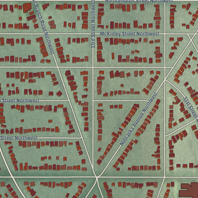 Close-up of the map of Chevy Chase, District of Columbia print showing street and building detail