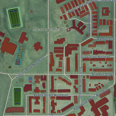 Close-up of the map of Edgewood, District of Columbia print showing street and building detail