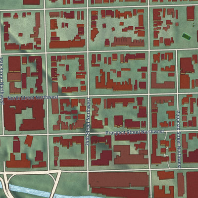 Close-up of the map of Georgetown, District of Columbia print showing street and building detail