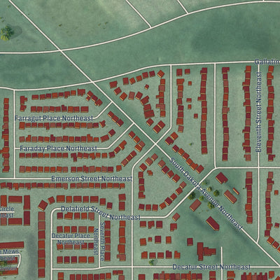 Close-up of the map of Michigan Park, District of Columbia print showing street and building detail