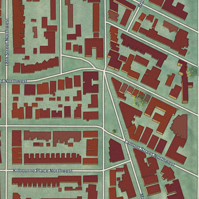 Close-up of the map of Mount Pleasant, District of Columbia print showing street and building detail