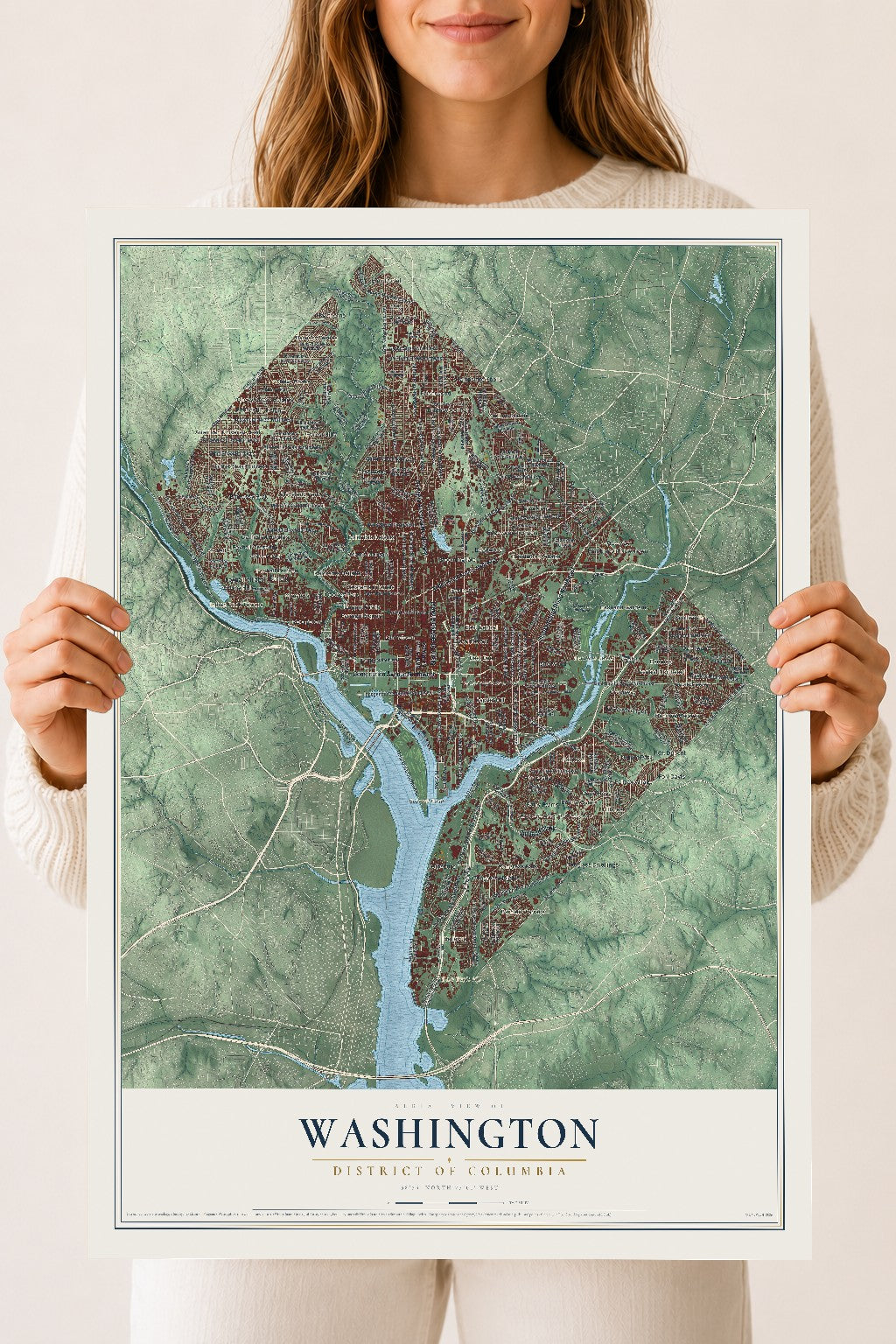 Map of Washington, District of Columbia, 18 x 24 inch unframed archival matte print