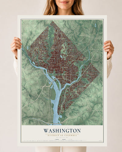 Map of Washington, District of Columbia, 24 x 36 inch unframed archival matte print