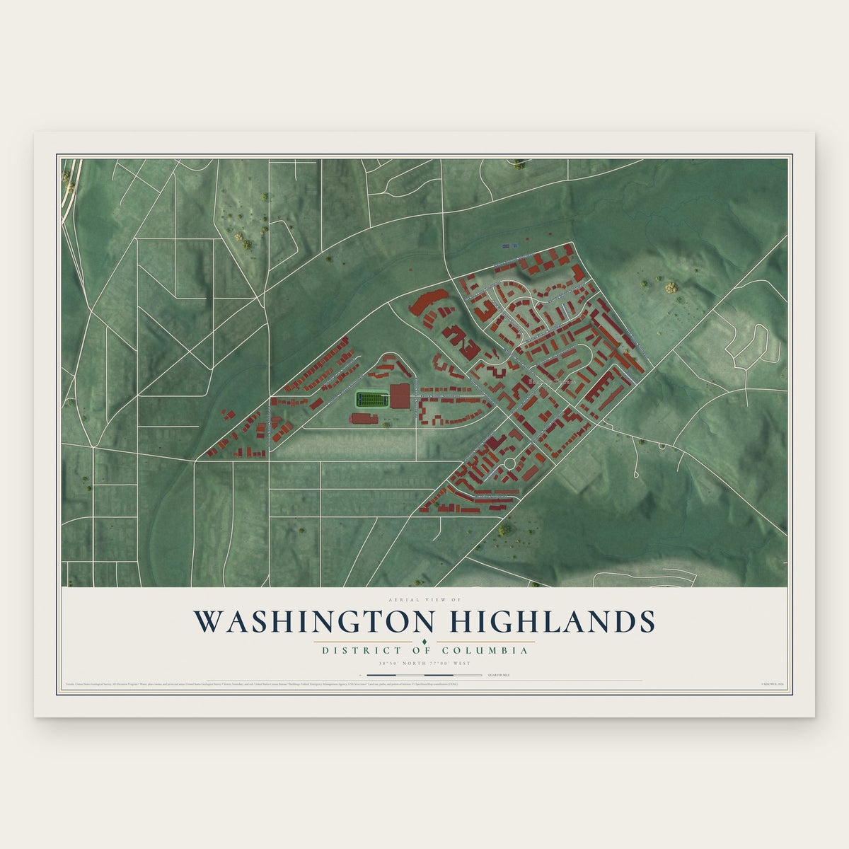 Washington Highlands, District of Columbia map print, the full design