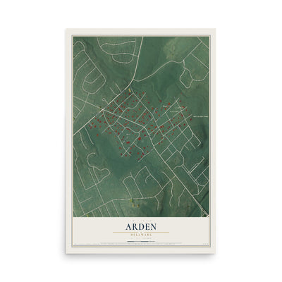 Map of Arden, Delaware, 12 x 18 inch unframed archival matte print