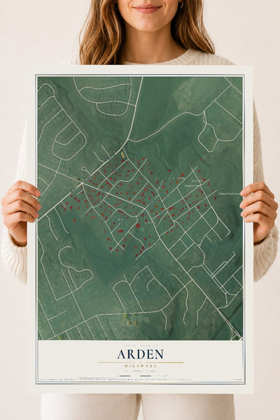 Map of Arden, Delaware, 18 x 24 inch unframed archival matte print