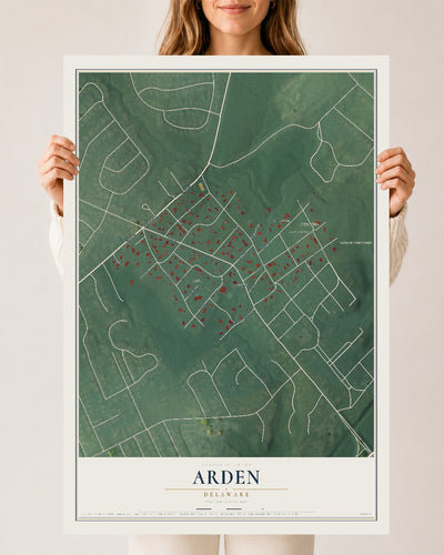 Map of Arden, Delaware, 24 x 36 inch unframed archival matte print