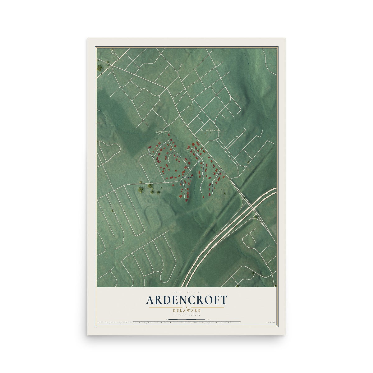 Map of Ardencroft, Delaware, 12 x 18 inch unframed archival matte print