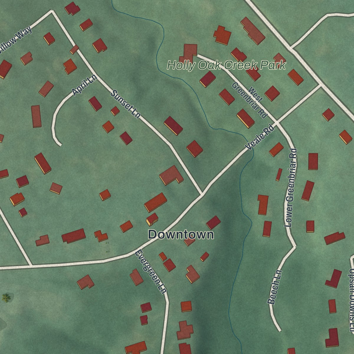 Second close-up of the map of Ardencroft, Delaware print showing more streets and buildings