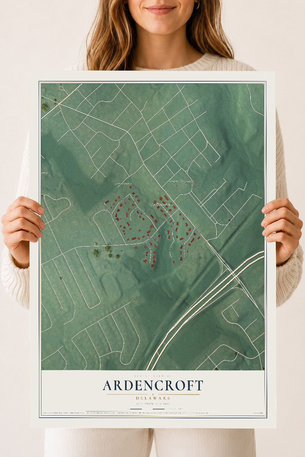 Map of Ardencroft, Delaware, 18 x 24 inch unframed archival matte print