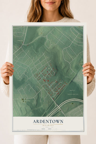 Map of Ardentown, Delaware, 18 x 24 inch unframed archival matte print