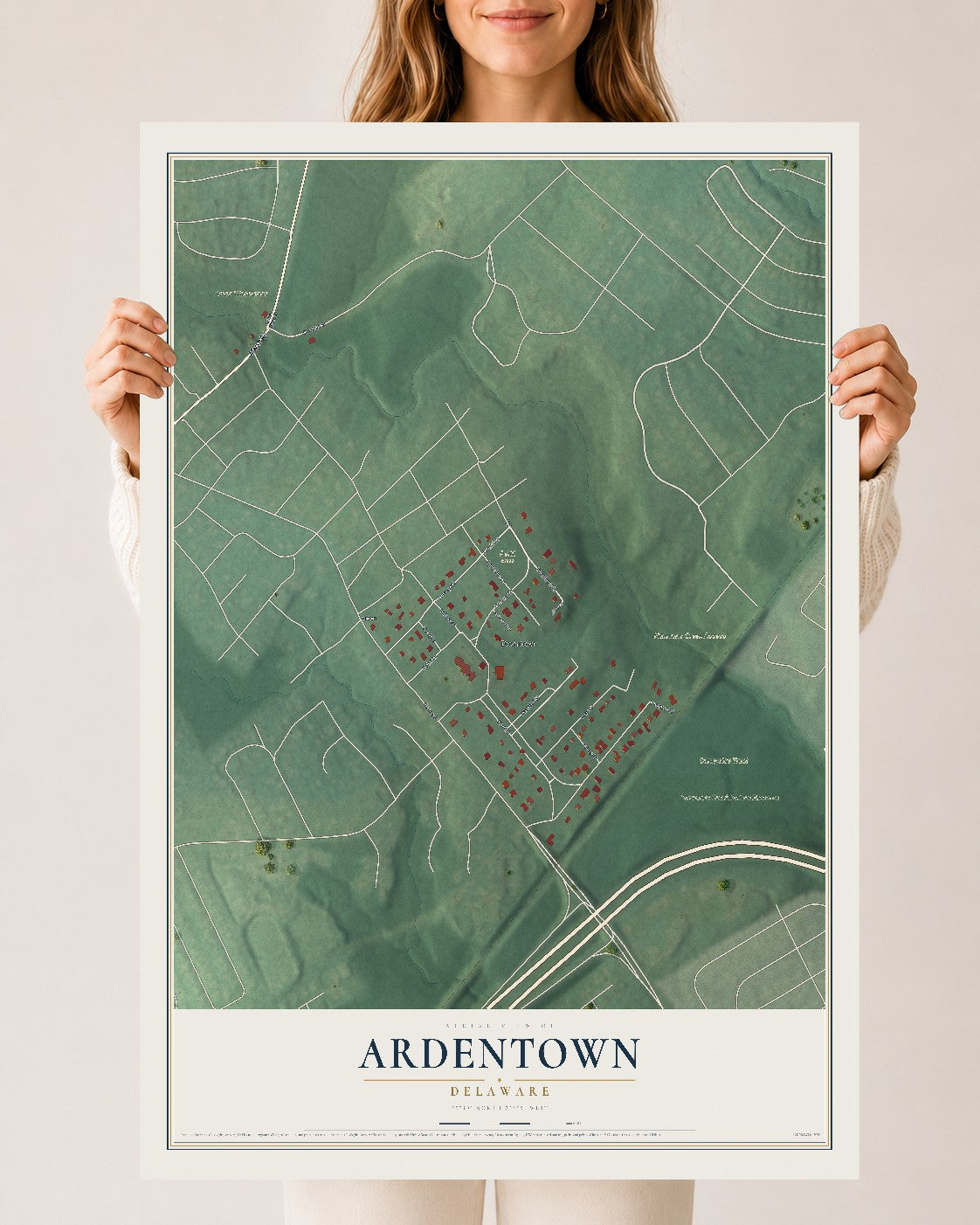 Map of Ardentown, Delaware, 24 x 36 inch unframed archival matte print