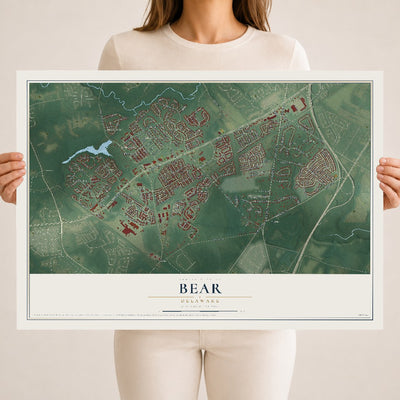 Map of Bear, Delaware, 18 x 24 inch unframed archival matte print