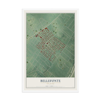 Map of Bellefonte, Delaware, 12 x 18 inch print in a white wood frame