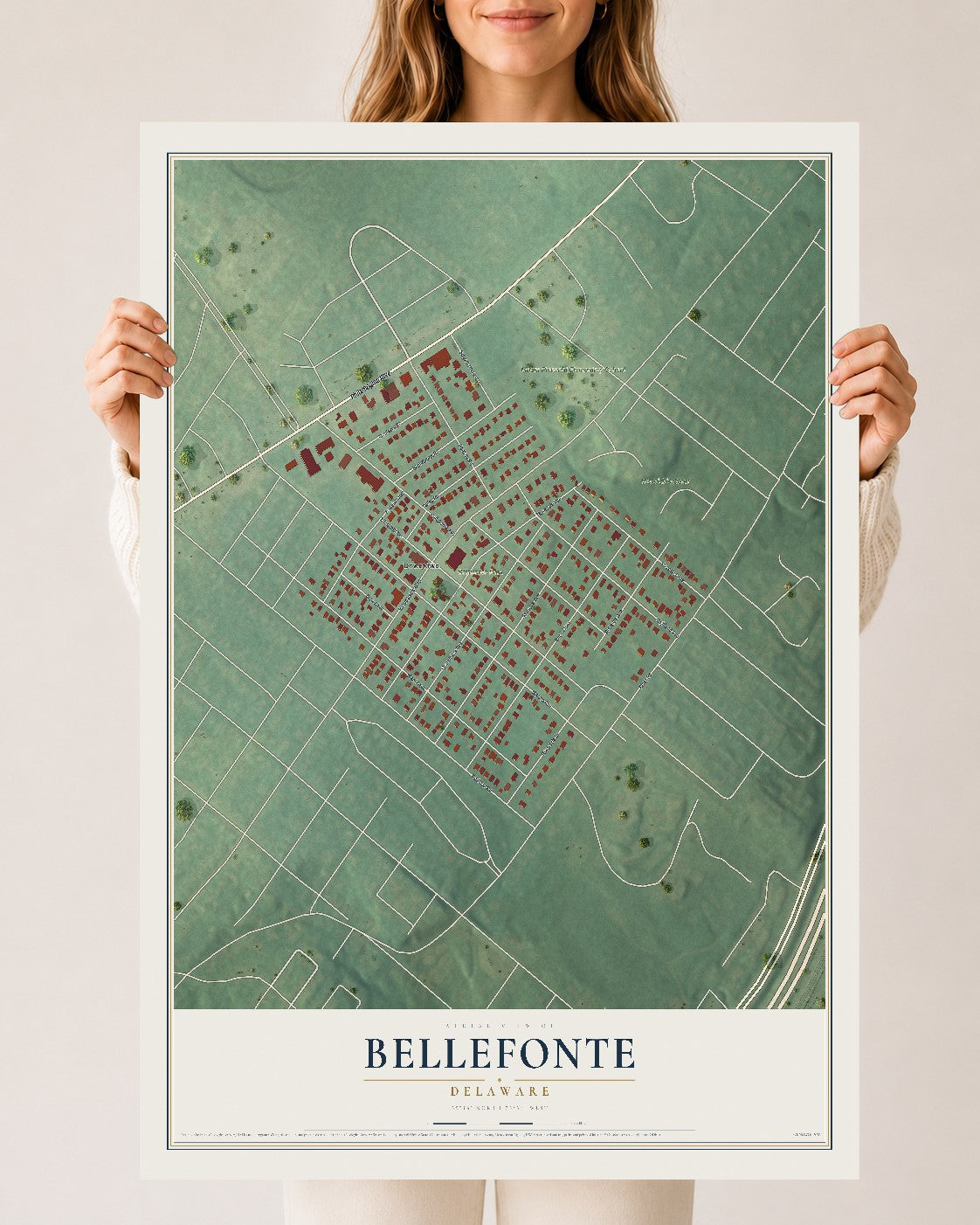 Map of Bellefonte, Delaware, 24 x 36 inch unframed archival matte print