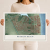 Map of Bethany Beach, Delaware, 12 x 18 inch unframed archival matte print