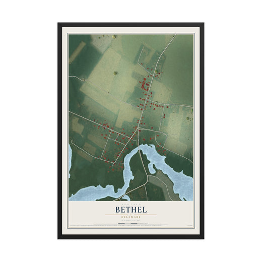 Map of Bethel, Delaware, 12 x 18 inch print in a black wood frame