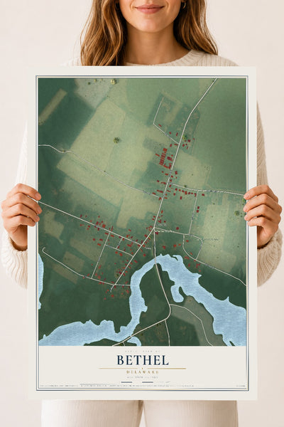 Map of Bethel, Delaware, 18 x 24 inch unframed archival matte print