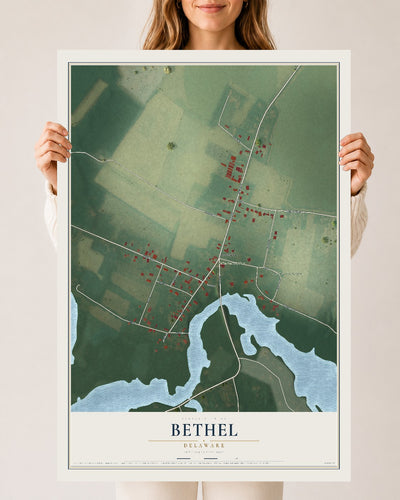 Map of Bethel, Delaware, 24 x 36 inch unframed archival matte print